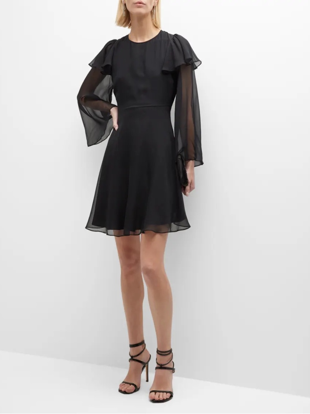 NWT Rebecca Taylor Silk Chiffon Ruffle Mini Dress